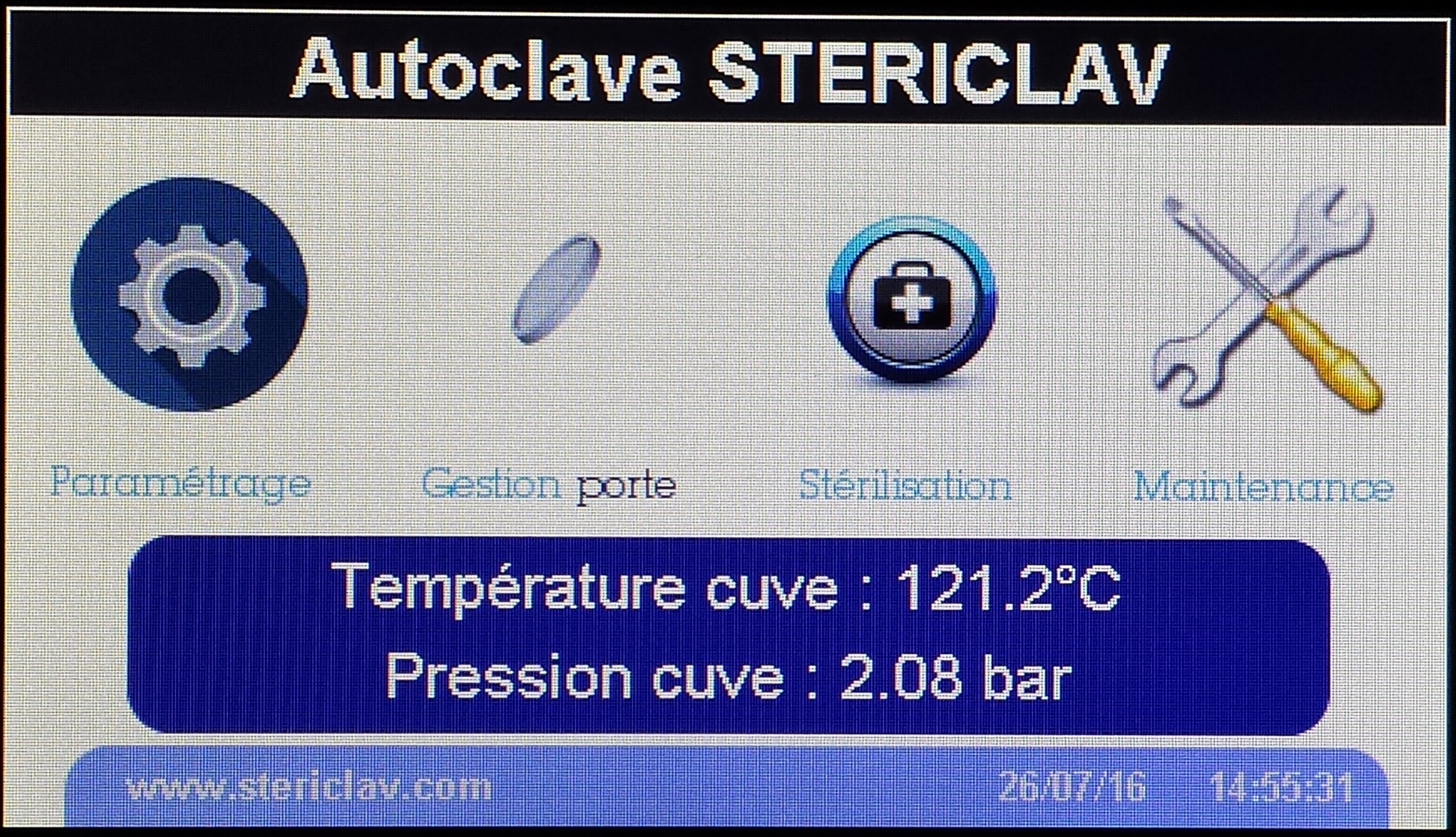 Interface utilisateur autoclave STERICLAV
